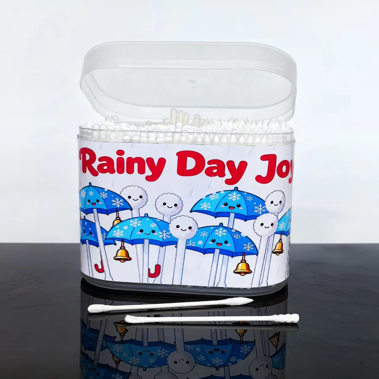 600 Uds hisopos de algodón con temática meteorológica, bastoncillos de algodón de doble cabeza con temática del día lluvioso, bastoncillos de papel fino para el hogar diarios