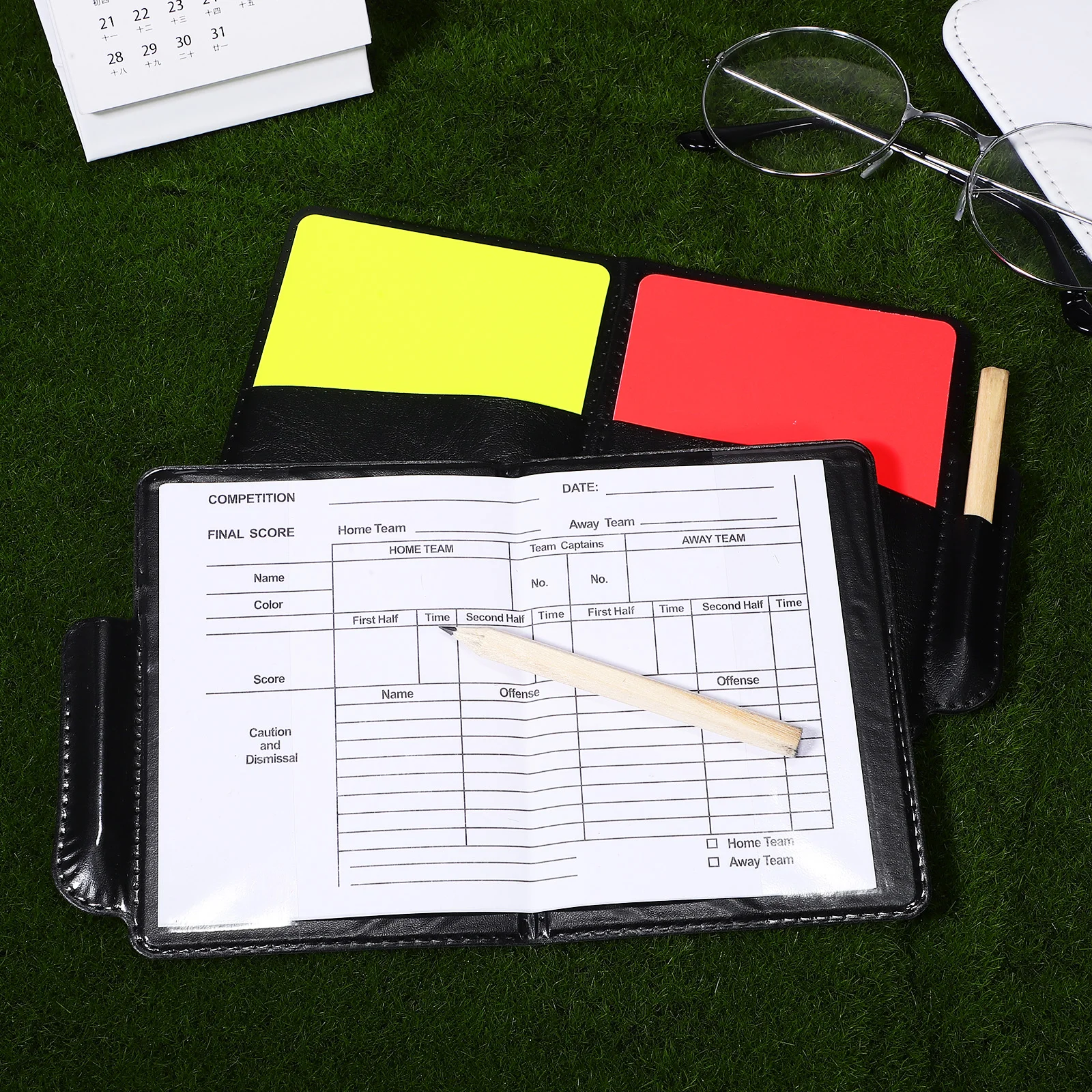 

2 set Soccer Kits Red Yellow Cards Score Sheets Pencil Football Volleyball Basketball Badminton Tools Set Pvc Durable Portable