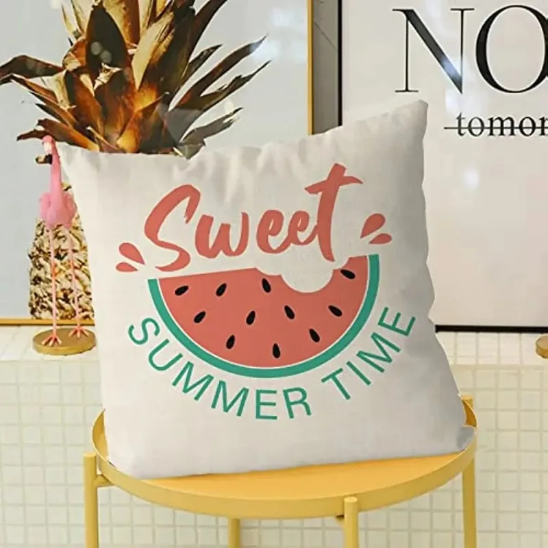 GAGEC Summer Pillow Covers 18x18 Inch Set  Pineapple Watermelon Popsicle Pillows Covers Cool Summer Farmhouse Cushion Case Decor