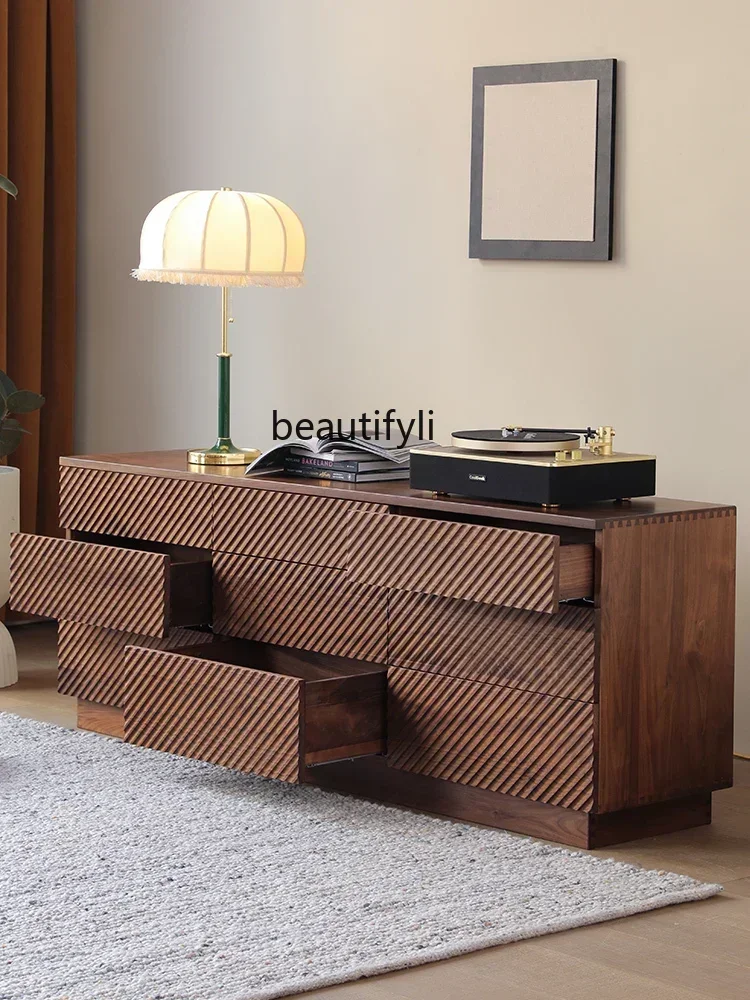 

V North American black walnut, living room storage locker Nordic, bedroom, chest of drawers