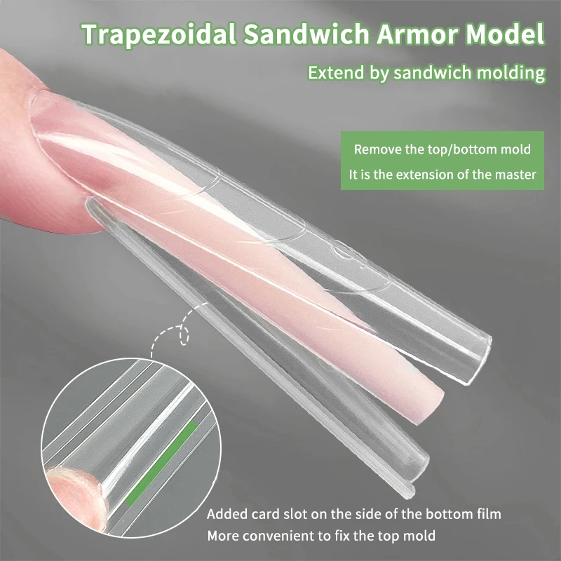 Extensions de formes d'ongles doubles Sandwich, 320 pièces, moules à ongles en cercueil, moule supérieur et inférieur, outils d'art de manucure prolongés