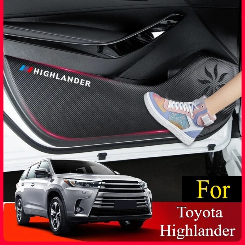 Precision Fit Door Armor ​​For Toyota Highlander 2022-2025 - Carbon Fiber Kick Plates W/3M Adhesive & Anti-Sag Tech Tools