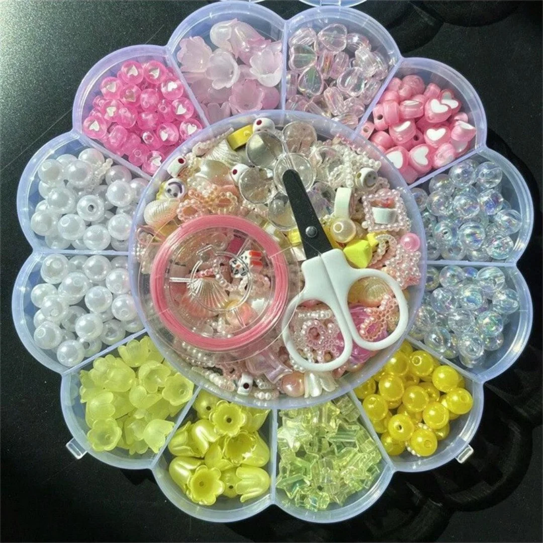 13 Gitter mit 0,6-2,6 Zentimeter großen, farblich gemischten Acrylperlen, DIY-Herstellung von Armbändern, Halsketten, Ringen usw. – Detail 13