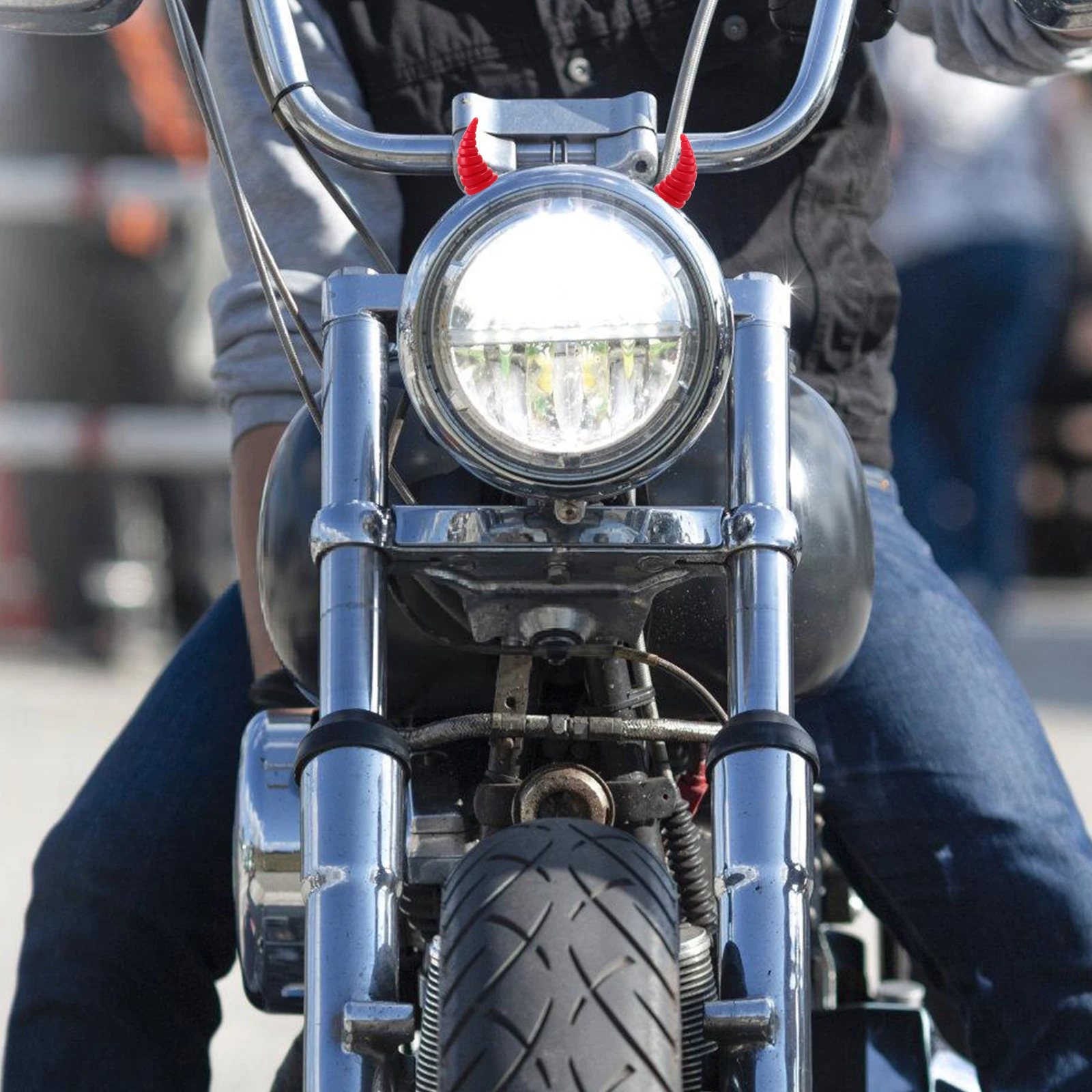 

Buffalo Horns Red Motorcycle Decoration Accessories Sturdy Material Easy Install Car Bike Ski Helmets