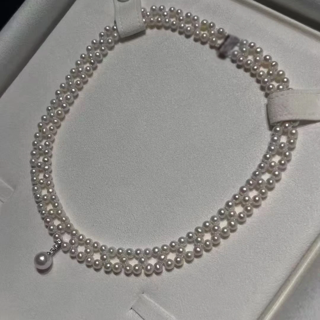 

Exclusive Customization New 9-10mm Jewelry Necklace Handmade Gorgeous South Sea Round 3-4mm White Pearl Necklace