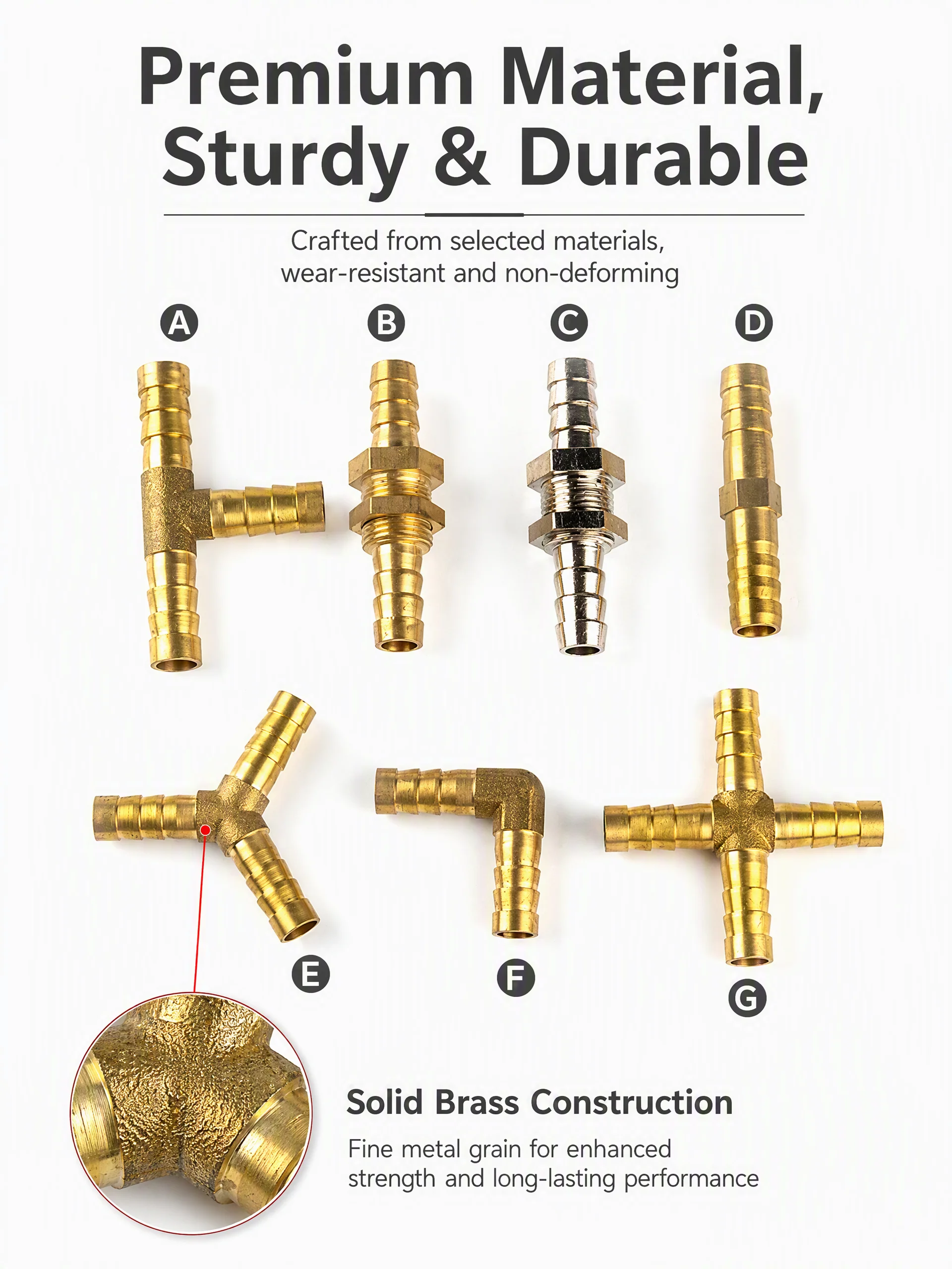 2/3/4-way connectors suitable for 4/5/6/8/10/12/16/19mm hose brass bell pipe fittings, plumbing accessories