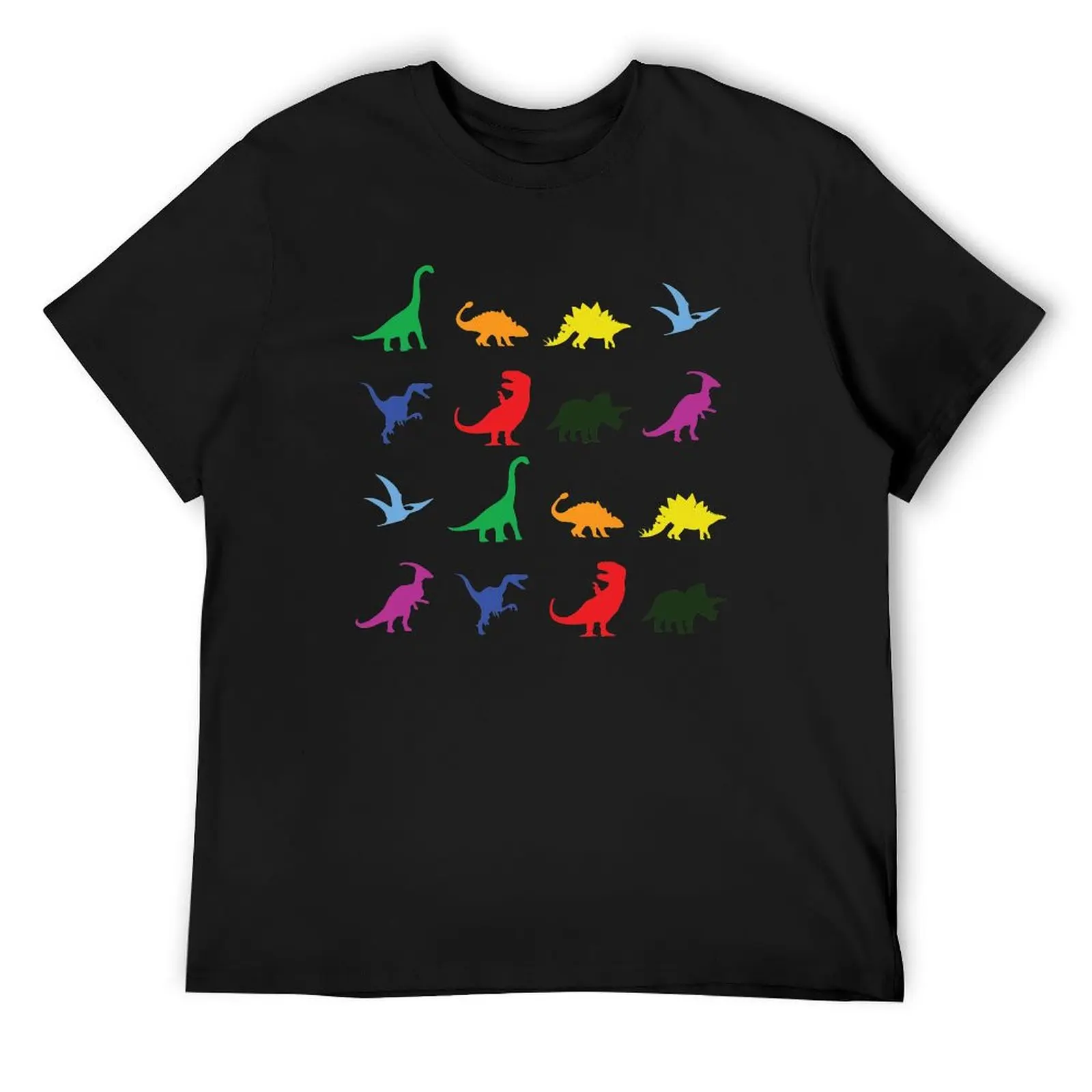 

Fun Dinosaur Pattern (Black Background) T-Shirt blacks tops for a boy vintage anime shirt fitted t shirts for men
