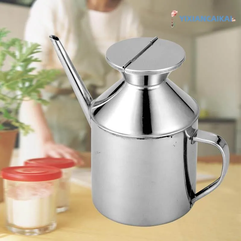 Thickened Stainless Steel Oil Bottle Soy Sauce Bottle Sharp Mouth Leakproof Seasoning Bottle Vinegar Bottle Commercial Kitche...