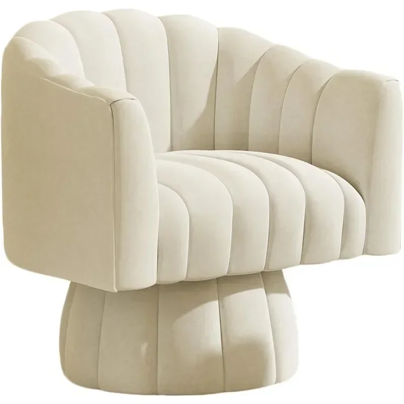 Accent Chair Mid  360 Degree Swivel Chair,Modern Lounge Sofa Round Barrel Chair with Wide Upholstered,Fluffy Velvet