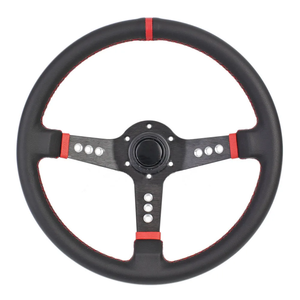 Universal 14 Inch 350mm Flat Steering Wheel Suede&Leather Racing Drift Steering Wheel Tools Car Modification Accessories