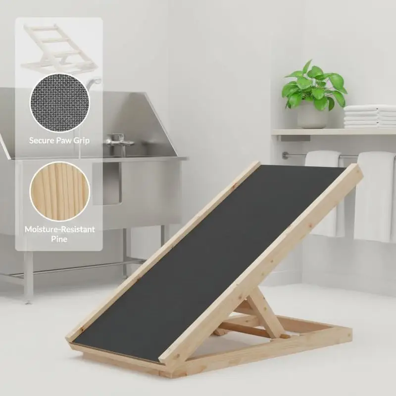 Immagine 6: Rampa per cani grigia 70x35 cm in legno di abete massiccio