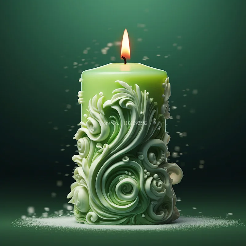 Carved flowers cylindrical shape aromatherapy candle silicone mold DIY handwork Making creative modeling Scented candle mold