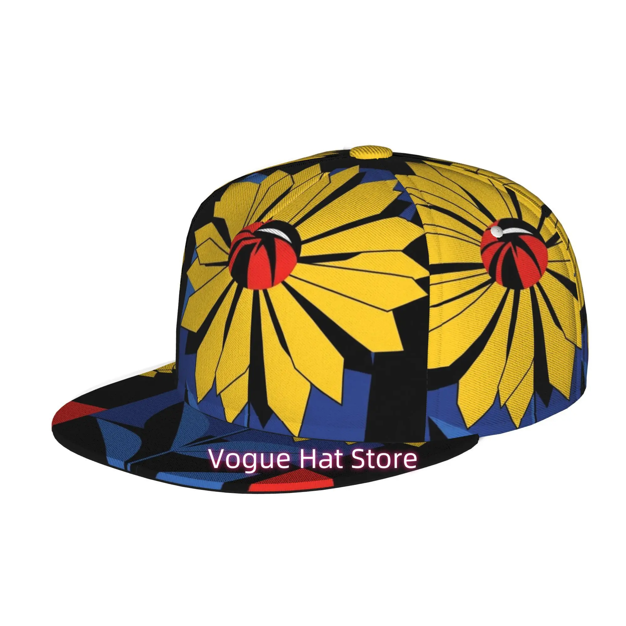 Men's & Women's Baseball Cap with Abstract Sunflower Pattern, Adjustable Snap-On Brim & Flat Top Design - Lightweight Suitable f