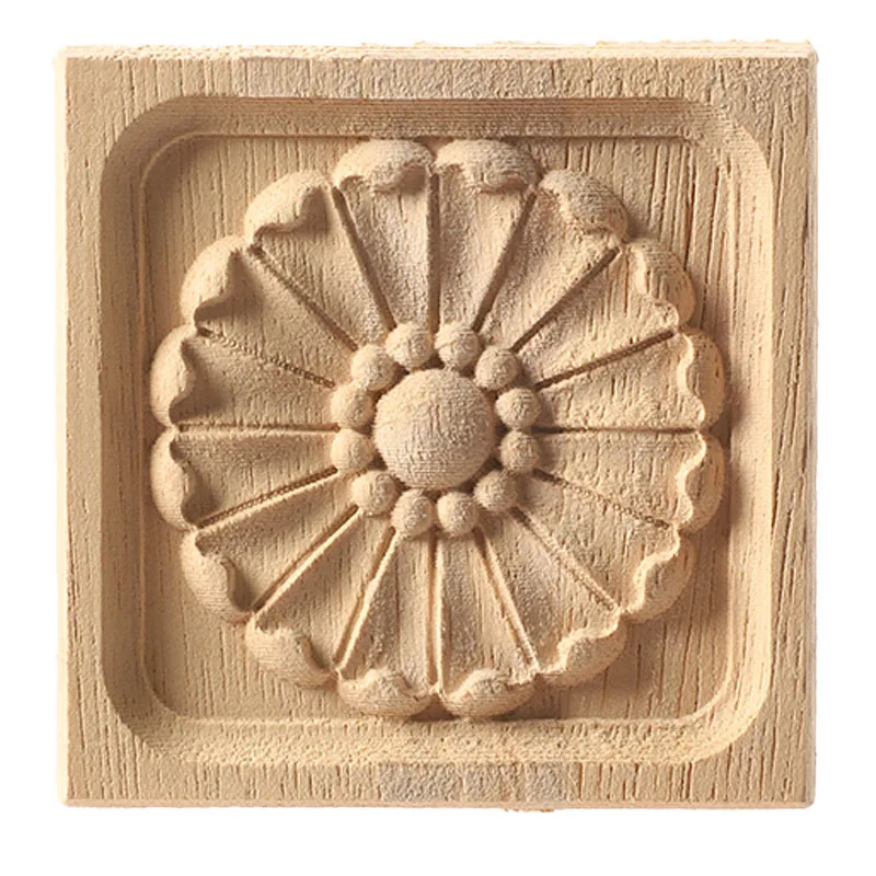 Wood Carved Decal Stripe Corner Appliques Long Hollow Flower Frame Furniture Decor Home Woodcarving Figurines Craft