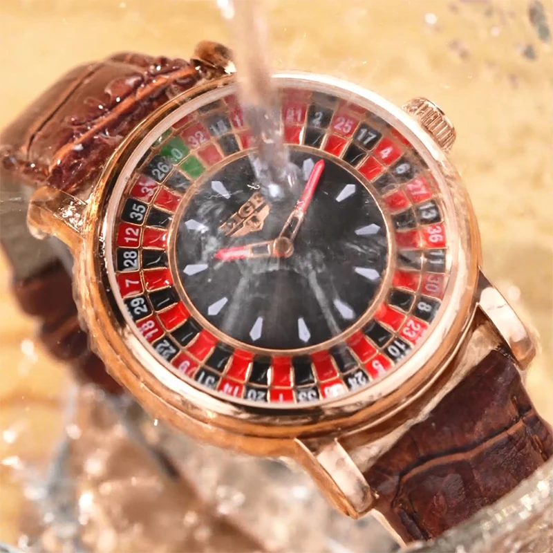 LIGE Orologi al quarzo vintage casual da uomo Cinturino in pelle di moda Tavolo da gioco creativo Roulette Quadrante da gioco Orologio da uomo impermeabile