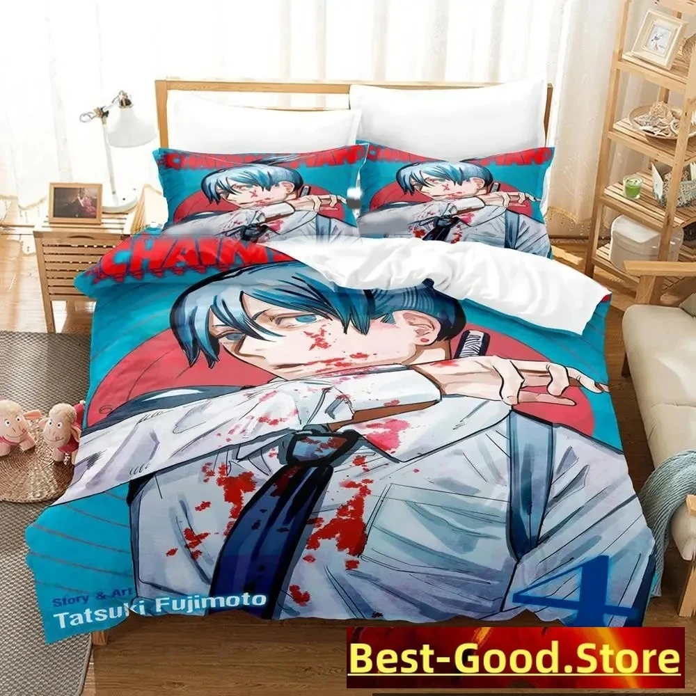 

Anime Chainsaw Man Bedding Set Boys Girls Twin Queen King Size Duvet Cover Pillowcase Bed boys Adult Home Textileextile