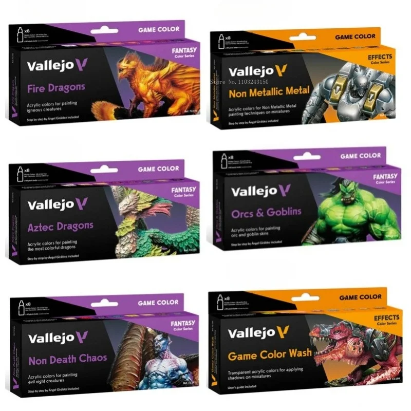 Spani AV Vallejo Model Ekologiczny Zestaw Farb Akrylowych na Bazie Wody 8 * 17ml Zestaw Akrylowy Bezmetallowy/Do Malowania w Stylu Game Color Wash — zdjęcie produktu 7