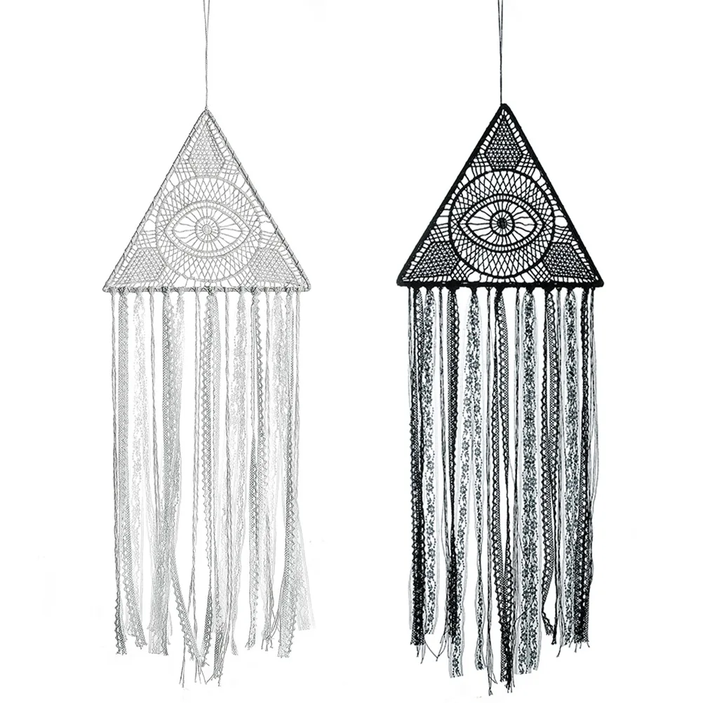 

Hand-Woven Triangle Eye Dream Catcher Pendant Lace Hanging Ornaments for Home Living Room Balcony Black Decor Keeps Bad Dreams