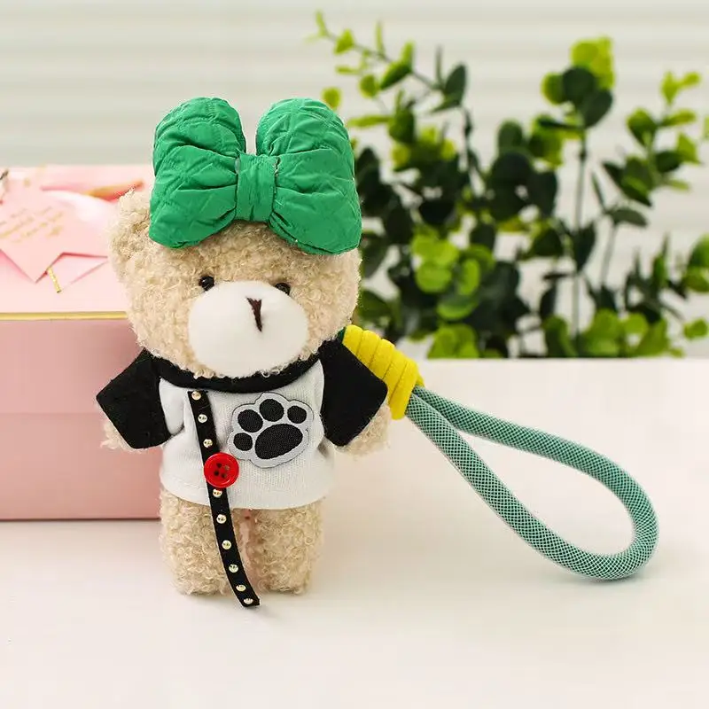 15cm Simulation New Sweet Bear Backpack Pendant Doll Stuffed Plush Toy Cartoon Anime Cute Children's Birthday Gift Fun Doll