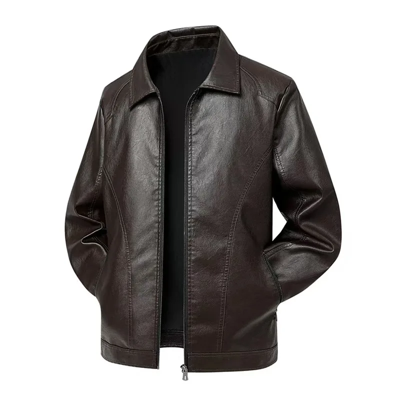 High-quality Men's Fashionable, Stylish, Casual, Trendy and Versatile All-Season Button-Down Leather Jacket for Spring and Autum