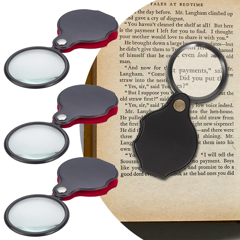 4PCS Pocket Magnifier Kit Portable Rotating Handheld Magnifying Glass Suitable for Examining Photos Ideal Desktop Stationery ZYF
