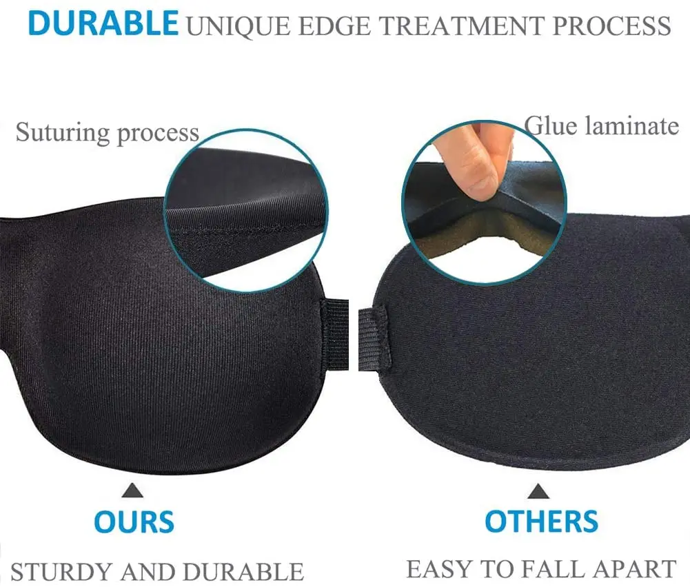 조절식 스트랩이 있는 수면용 3D 윤곽 암막 아이 마스크, 낮잠용 부드러운 밤 눈가리개, 업그레이드된 수면 마스크