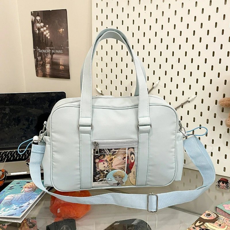 

Сумка через плечо в японском стиле с милым котом в стиле аниме, большая вместительная прозрачная сумка со значком JK Ita, удобные и универсальные сумки на плечо