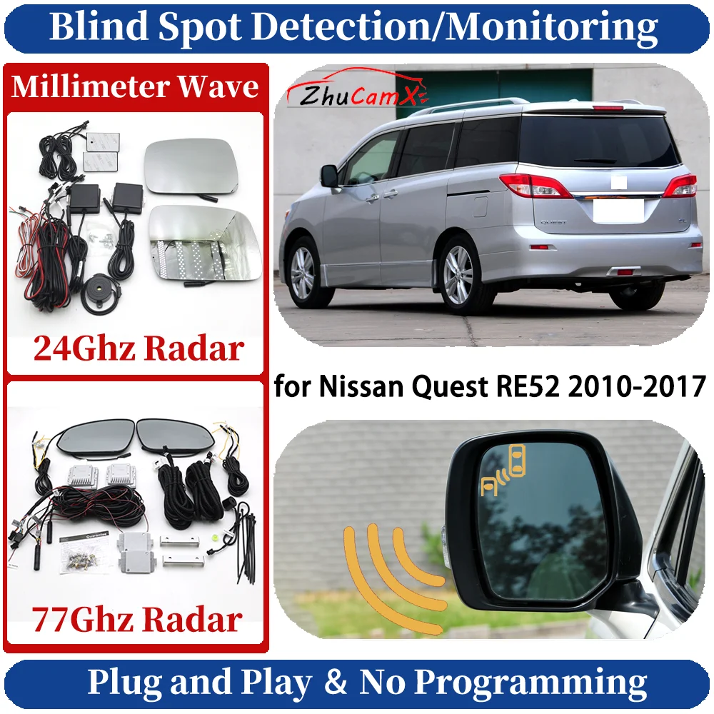 Blind Spot Monitoring/Detection System for Nissan Quest RE52 2010-2017 Night Driving Side Lane Change Warning Light Safe Assist