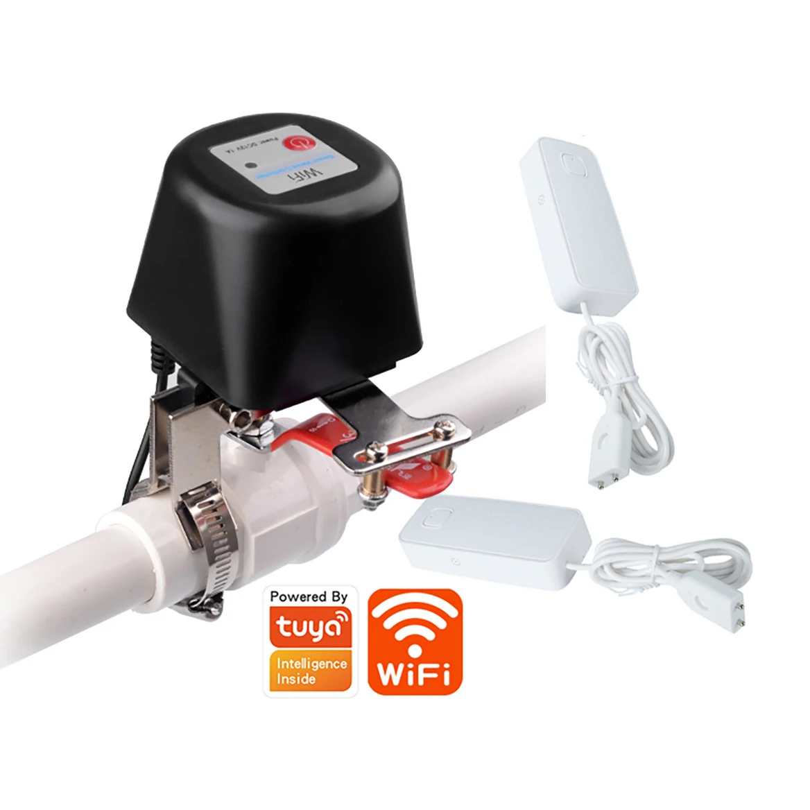 

1/2 дюйма 3/4 дюйма 1 дюйм Tuya WIFI клапан манипулятор рычаг-контроллер управление приложением открыть или закрыть интеллектуальная связь с 2 датчиками воды WIFI