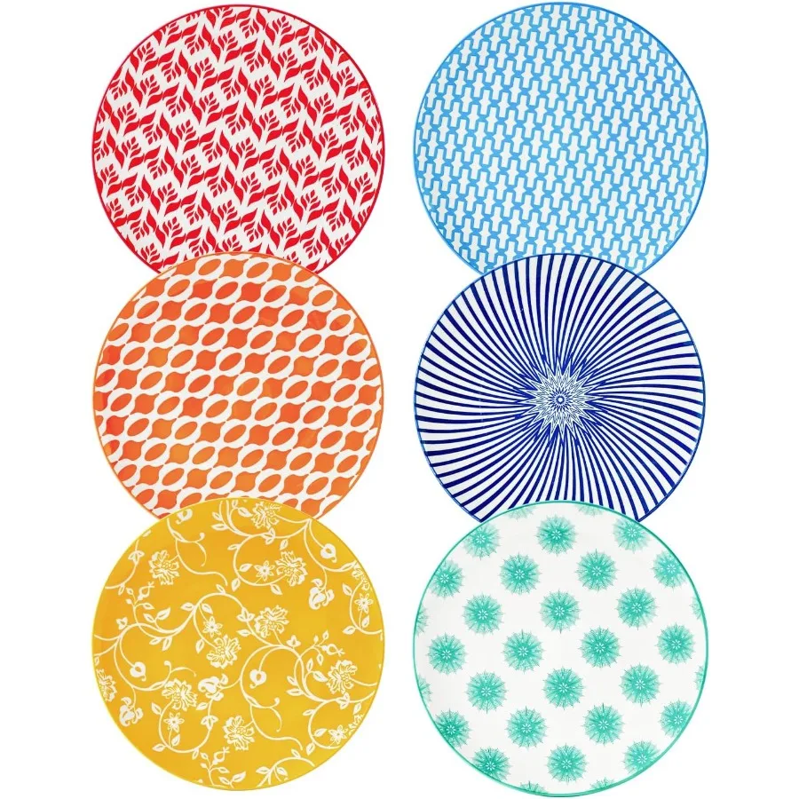 

Ceramic Salad Plates Set 8.5 Inch Small Round Dinner Dishes for Dessert Pasta Appetizer Sandwich Scratch Resistant Porcelain Mi