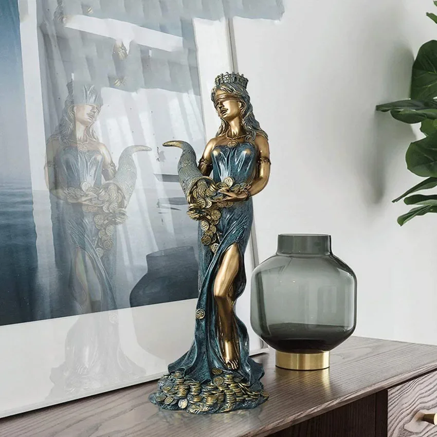 33,5 cm Home Decor Griechischer Reichtum Göttin Fortuna Figur Plouto Glück Glück Skulptur Büro Geschenk Mythologische Figur Ornament – Detail 4