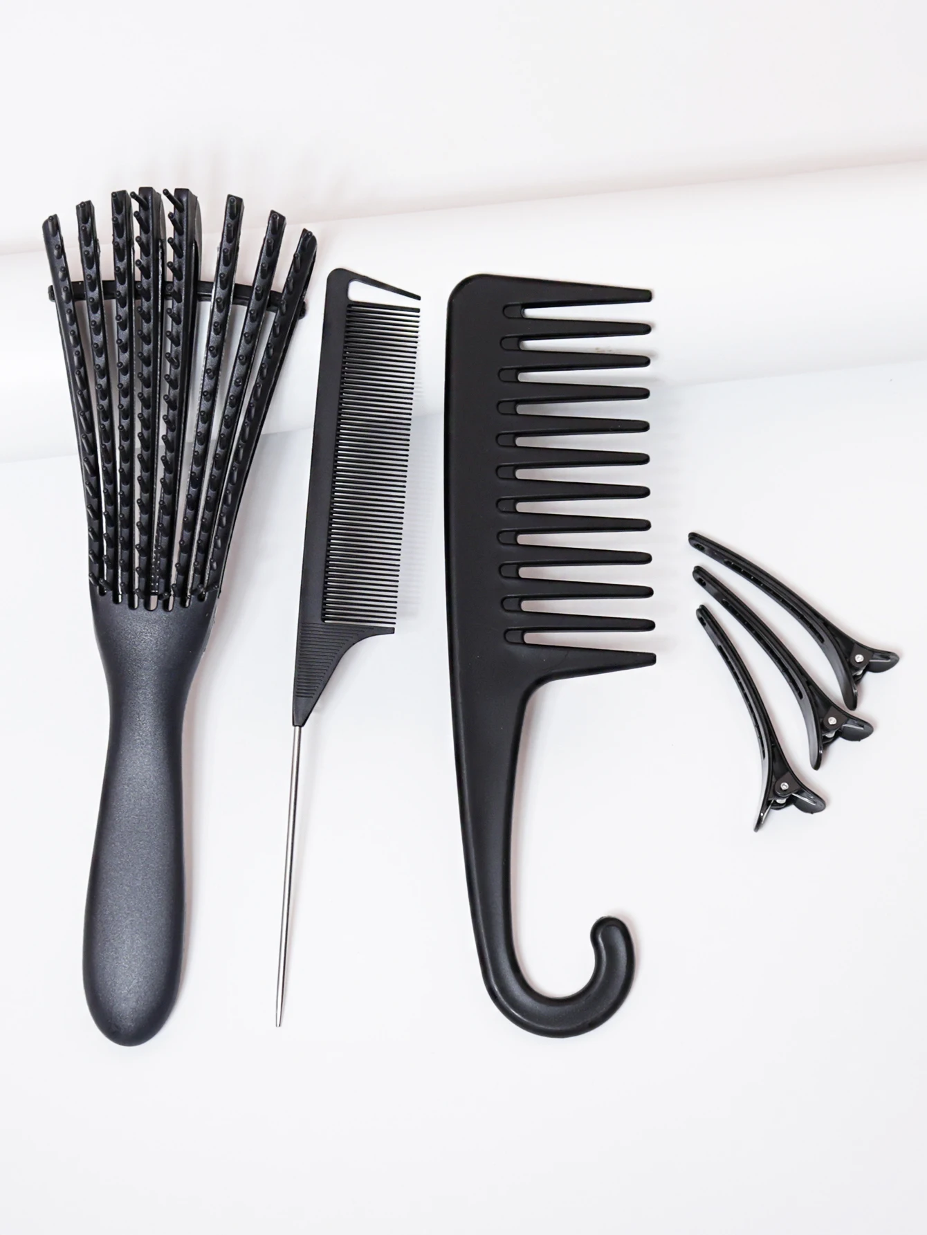 

6pcs/set of anti-static hair comb wide toothed comb eight claw massage hair comb smooth hair clip set Special for real hair wigs