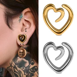 Vanku 2PCS Stainless Steel Cool Ear Tunnels Plug Heart Spiral Saddle Gauges Piercing Body Jewelry for Stretched Earlobe Expander