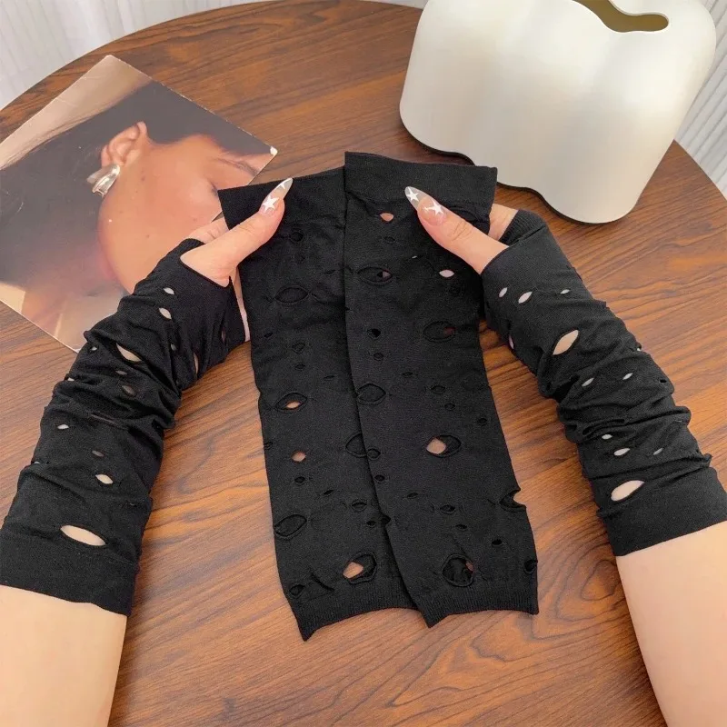 2025 القوطية الشرير لكمة قفازات للنساء الفتيات حار Y2K موضة هالوين الأكمام حماة المعصم اليد مدفئات للذراع اكسسوارات #6