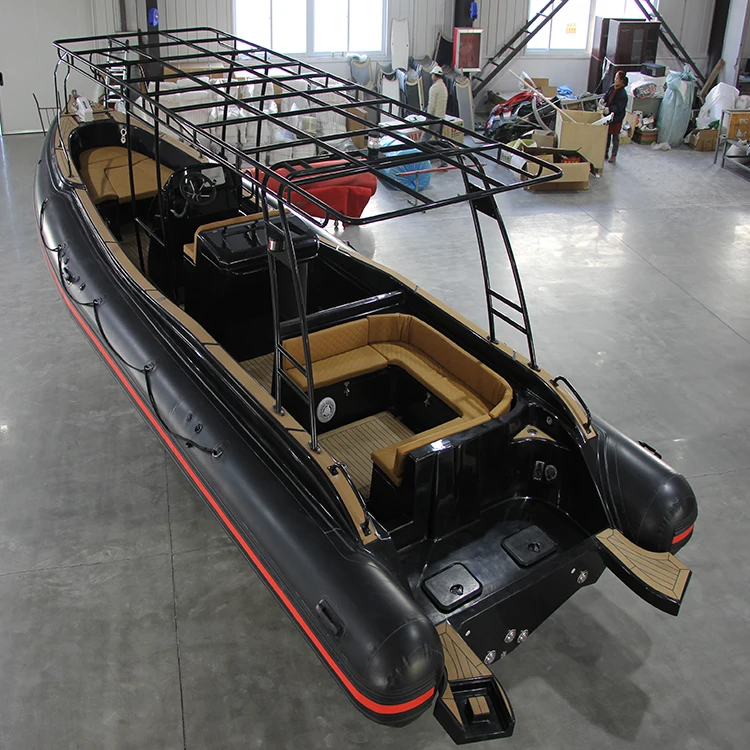 Simi stijve rib 960 hoge snelheid sport 28ft glasvezel romp rib opblaasbare boot met T-top