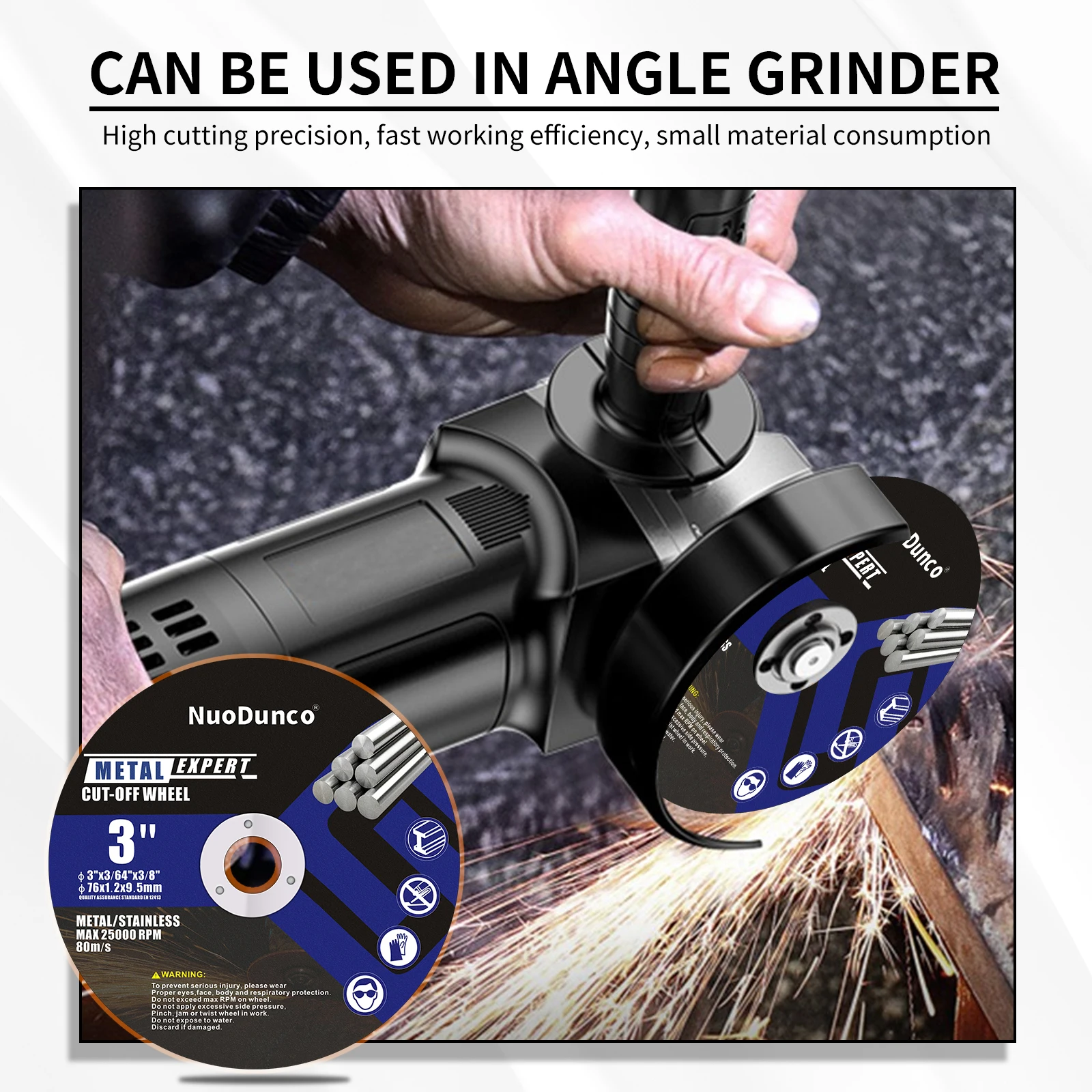 76mm Metal Cutting Disc for Angle Grinder 9.5mm Bore Cut off Wheel Stainless Steel Sanding Grinding Saw Blade for Metal
