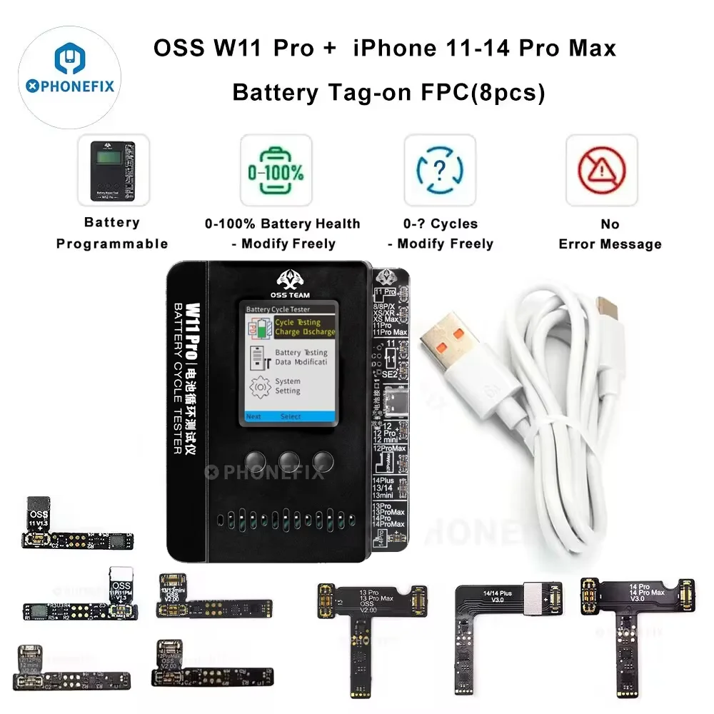 W12/W11 Pro Box Bateria tag-on FPC cabo flexível para iPhone Remoção indiscrível para verificar esta bateria é genuína após substituir a bateria