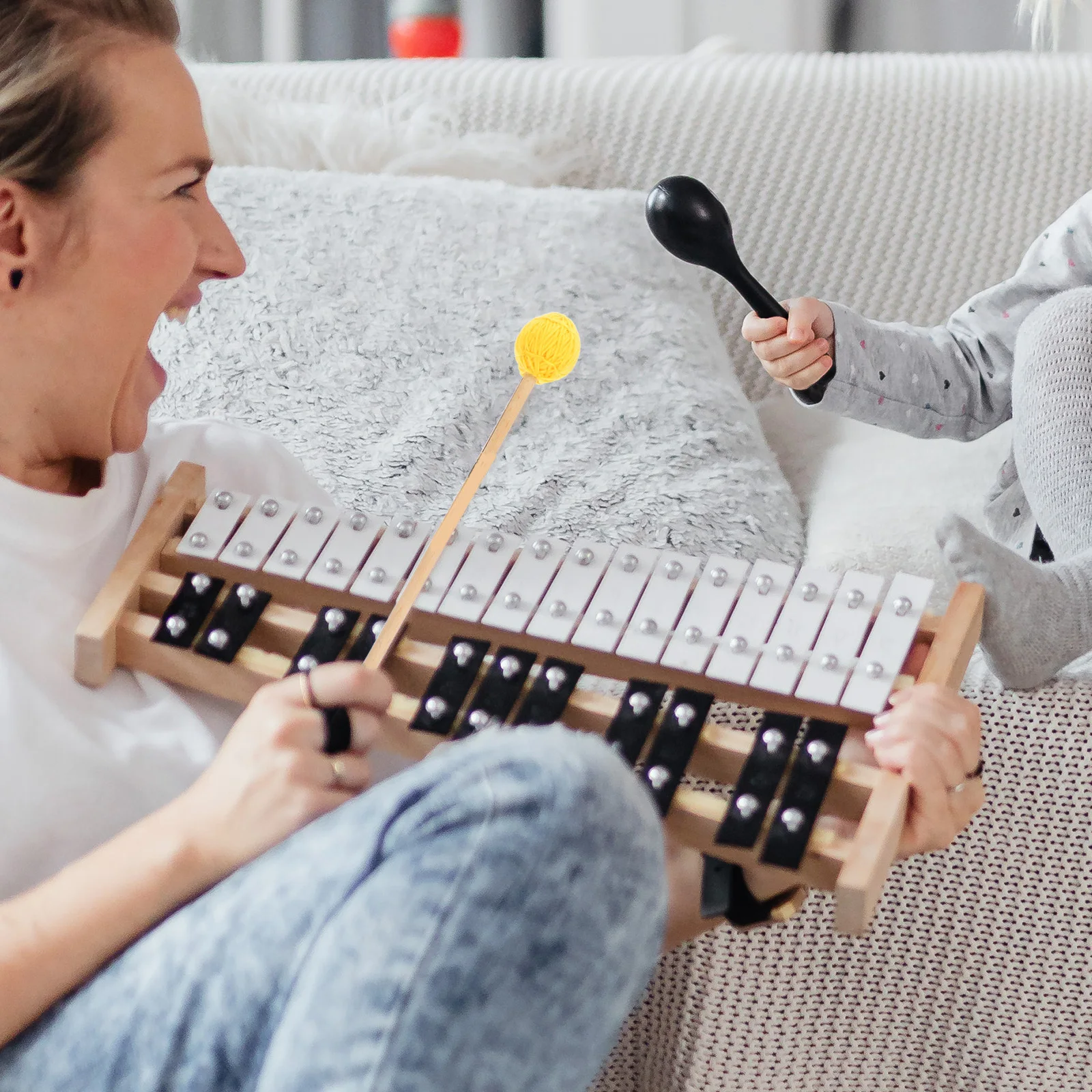 

2 Pcs Drumsticks Marimba Mallets Wood Handle Percussion Hammer Tongue Musical Instruments