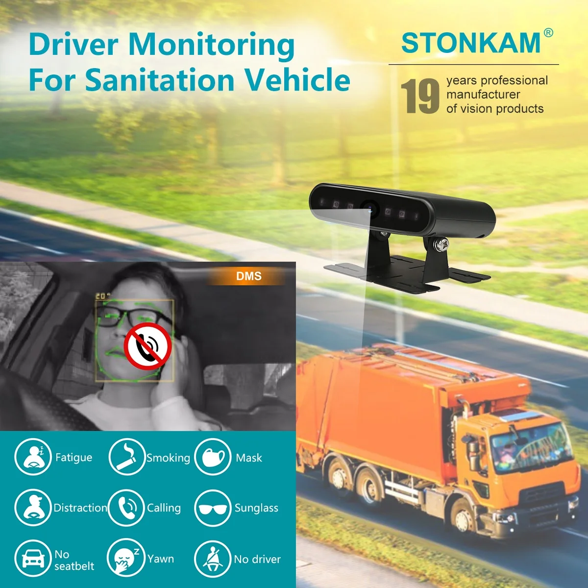 Driver Fatigue Monitoring System Driver Status Analysis Warning Device for Smoking Calling Fatigue Alarm
