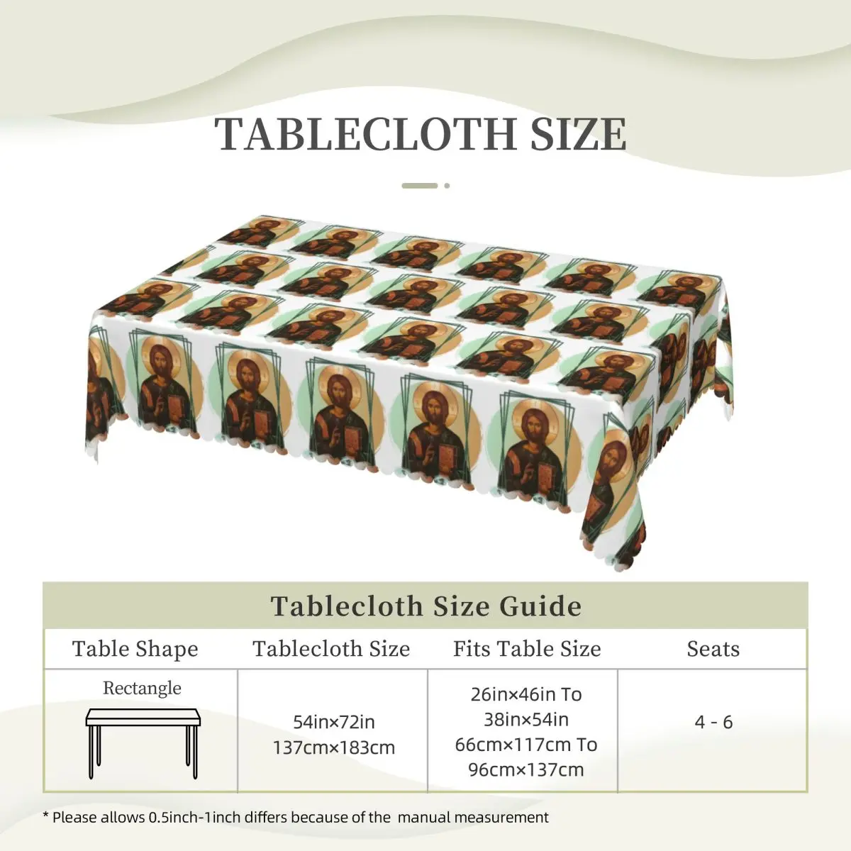 Lord Jesus Christ Custom Rectangular Tablecloth Oilproof Table Cover for Festival Party Decorations Table Cloth