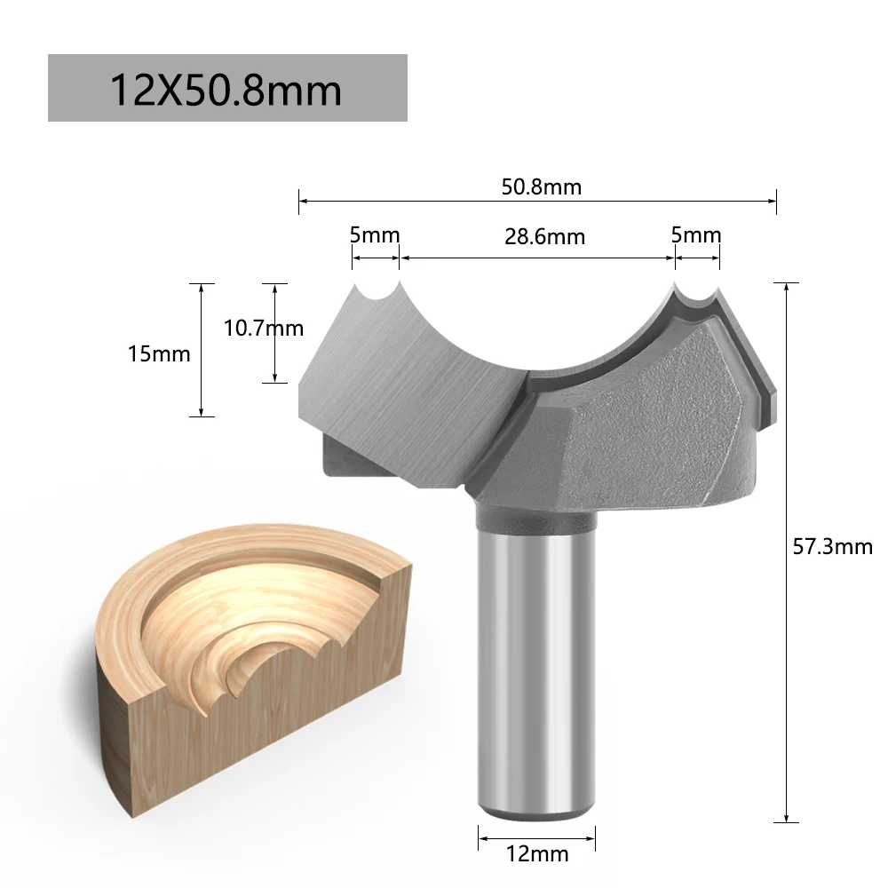 1pc12mm 1/2 عرقوب الكلاسيكية مزدوجة الكرة الناي جهاز توجيه الخشب بت C3 كربيد النجارة أدوات تقطيع الحفر