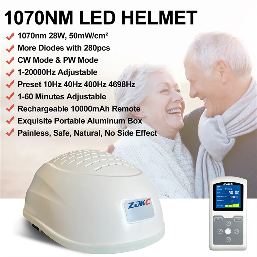 ZJKC LED Helmet for Parkinson 1070nm*280diodes Cerebral Palsy Rehabilitation Devices Boost Brain Activities Enhance Cognition