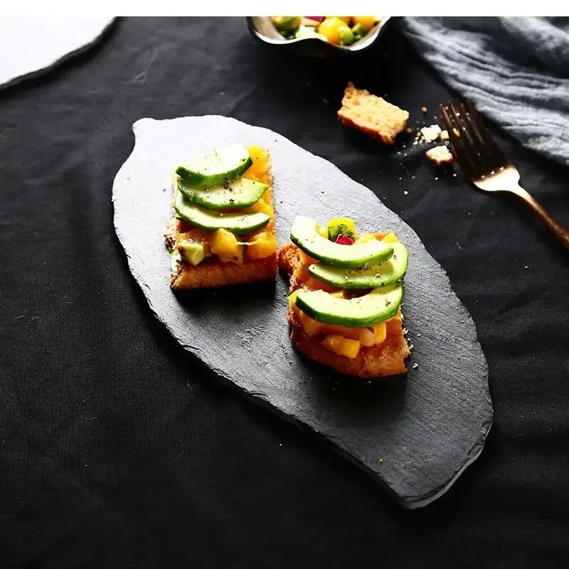 

Листовая каменная тарелка, черный стейк, посуда, запеченная десертная тарелка, товары для домашнего салата, товары для рукоделия