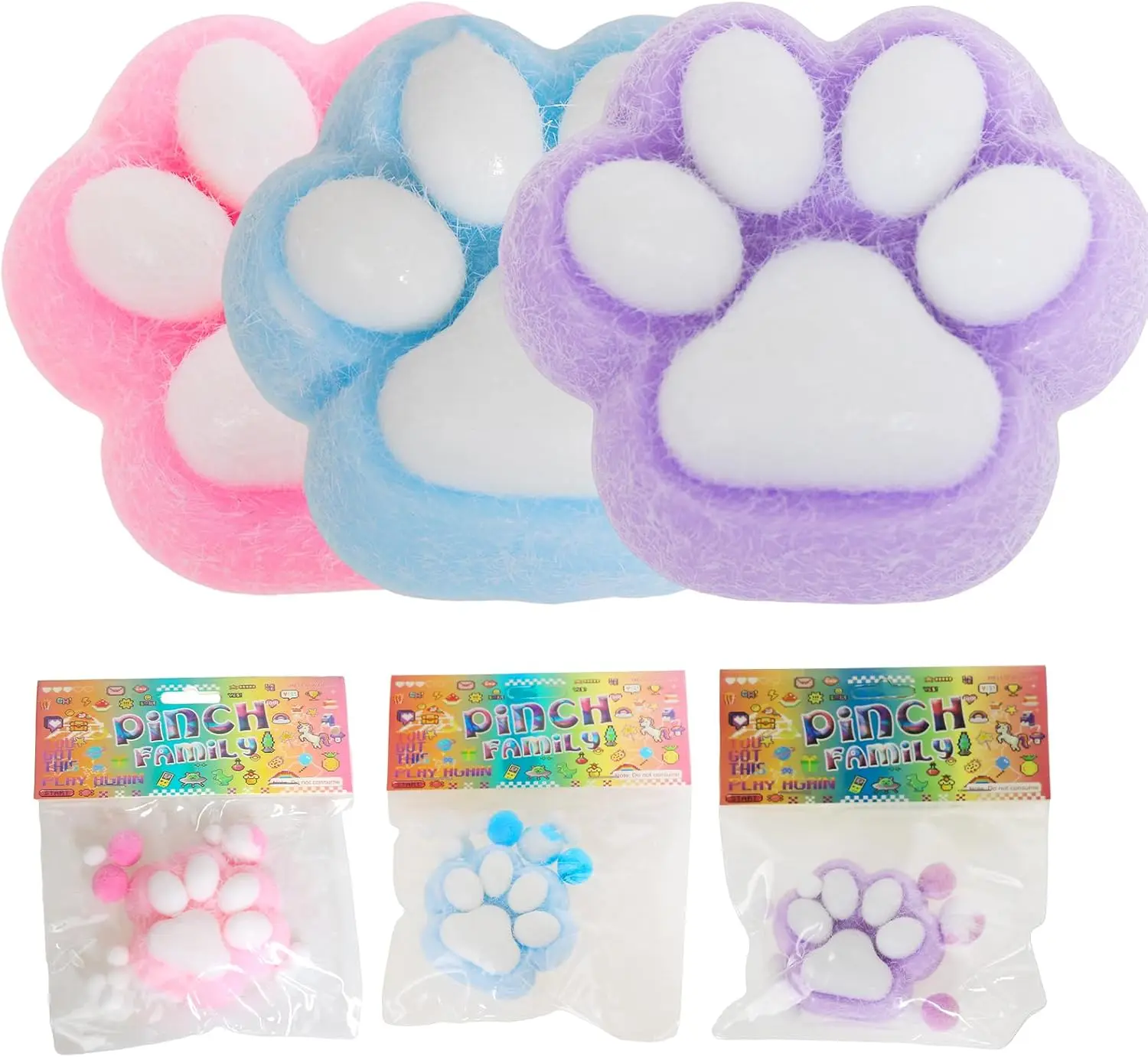 3.15in Big Squishy,Cat Paw Squishy Toys,Cute Kawaii Squishies,Sticky Squeeze Fur Ball,Jelly Kitty Funny Fidget Toys Novelty Things Suitable for Adults Kids