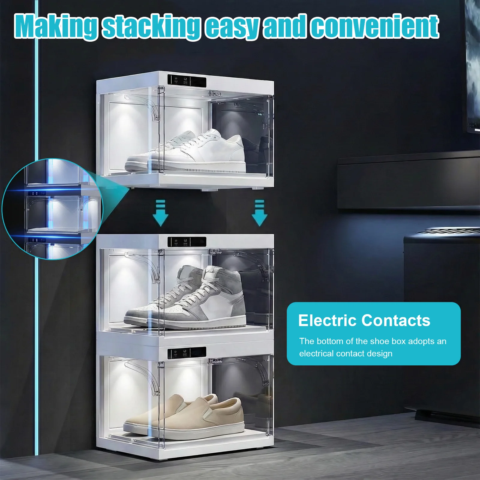 

Умный демонстрационный бокс для обуви с LED-подсветкой и пультом ДУ для любителей кроссовок