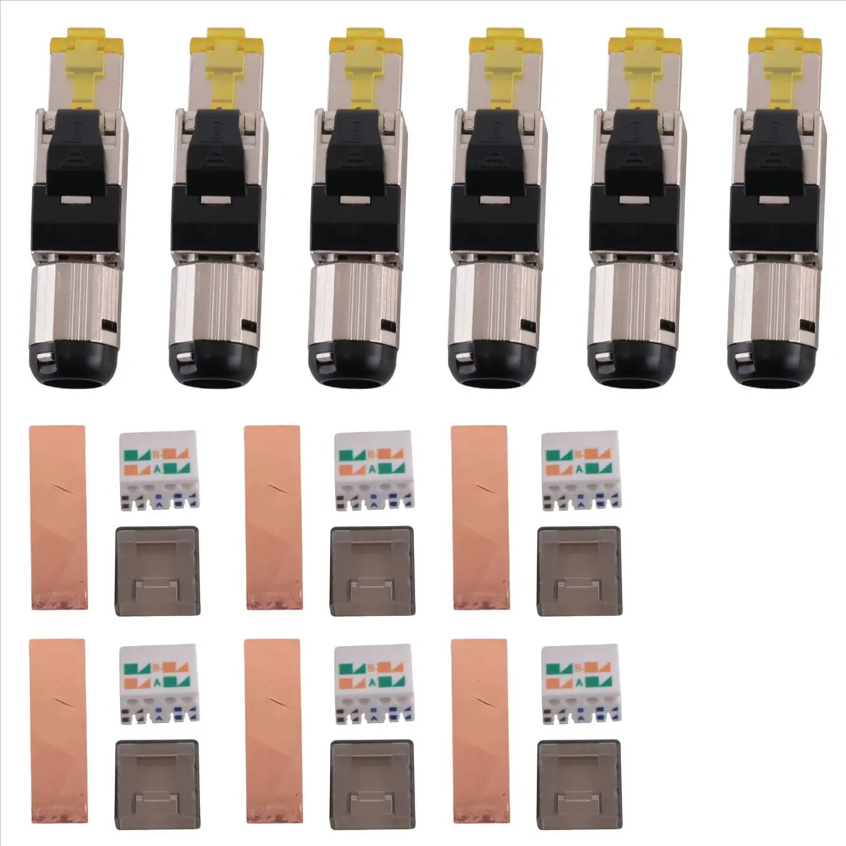 6-Pack Tool Free Shielded RJ45 Cat 8, Cat8 Field Termination Plug, Cat8 Connector, Cat8 Plug-DTD2
