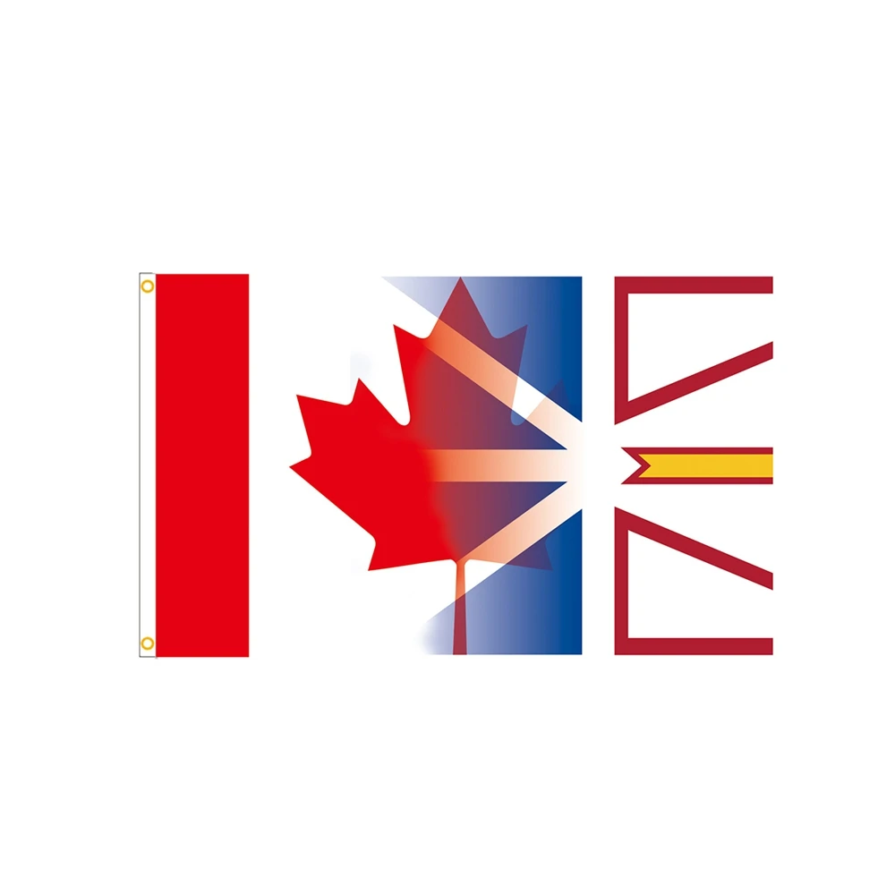 Canada Newfoundland Combined Flag 2x3ft 3x5ft Polyester Maple Leaf Provincial Split Banner Indoor Outdoor Garden Wall Home Decor