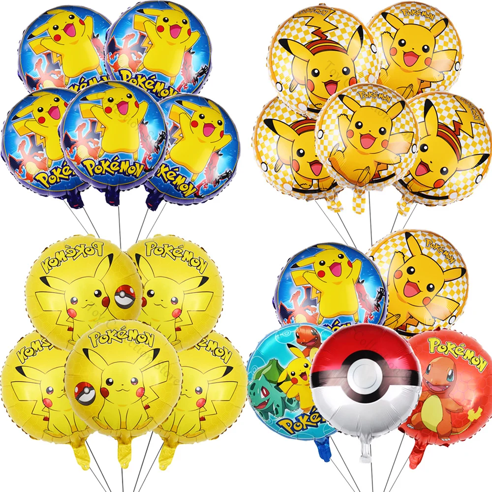 

Pokemon 5Pcs Helium Ball Birthday Toy Kid Favor Party Decoration Baby Shower Festivel Air Globos Round Foil Ballon Party Supplie