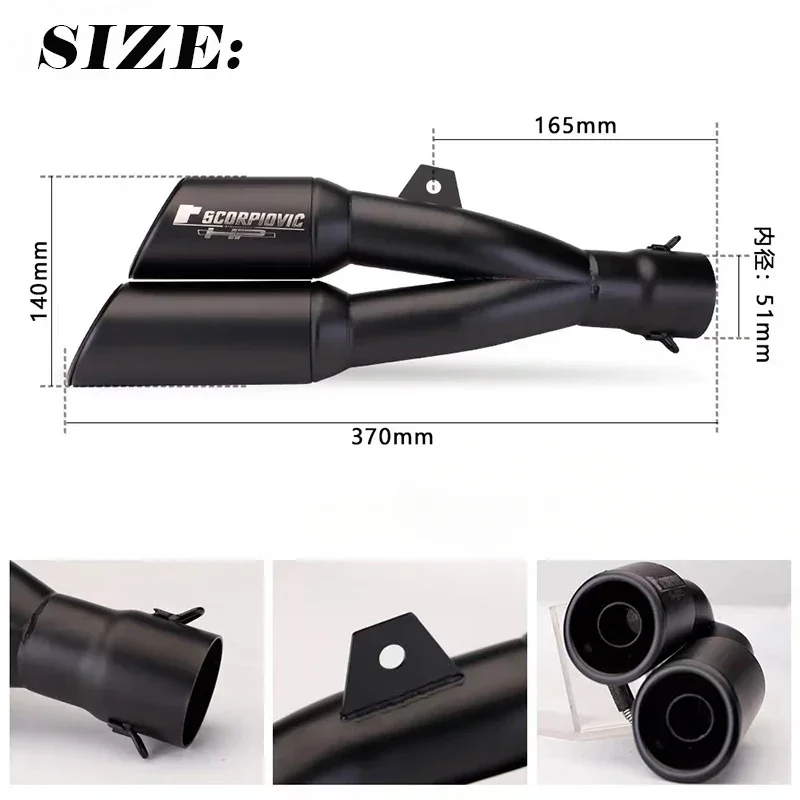 For AK Motorcycle Exhaust Pipe Escape Modified Motorbike 51/61mm Muffler For Ninja400 Z900 CBR650R S1000RR YZF-R6 MT07