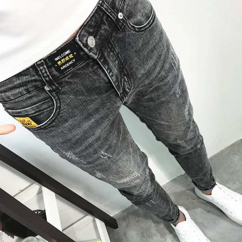 Spring Autumn 2020 Denim Jeans Men's Brand All-match Small Feet Stretch Casual Pants Male Students Pencil Pants Skinny Jeans Men